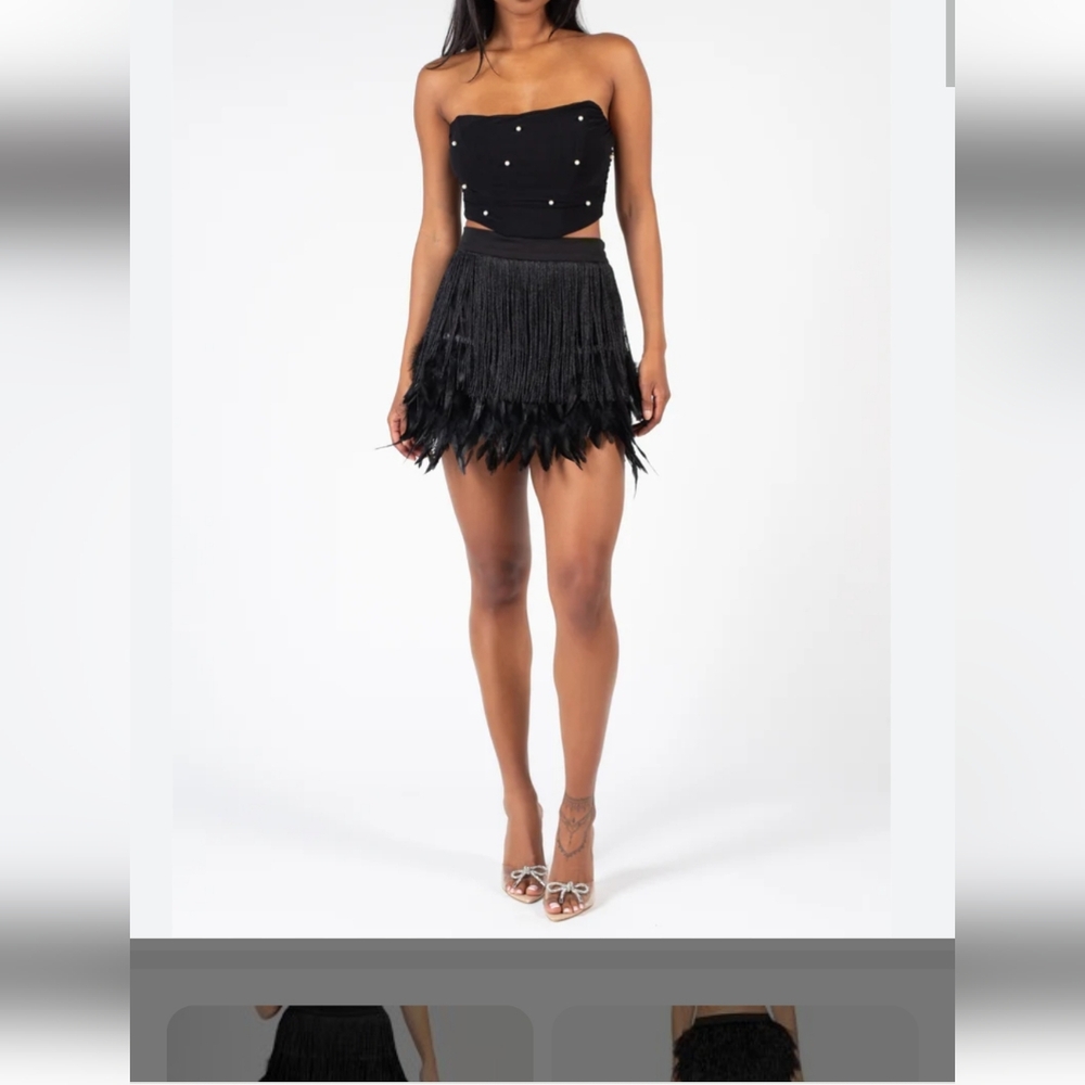 La' Ros feather fringe skirt Sm